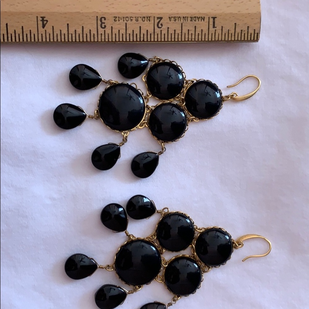 Dramatic Black Dangle Earrings - image 3